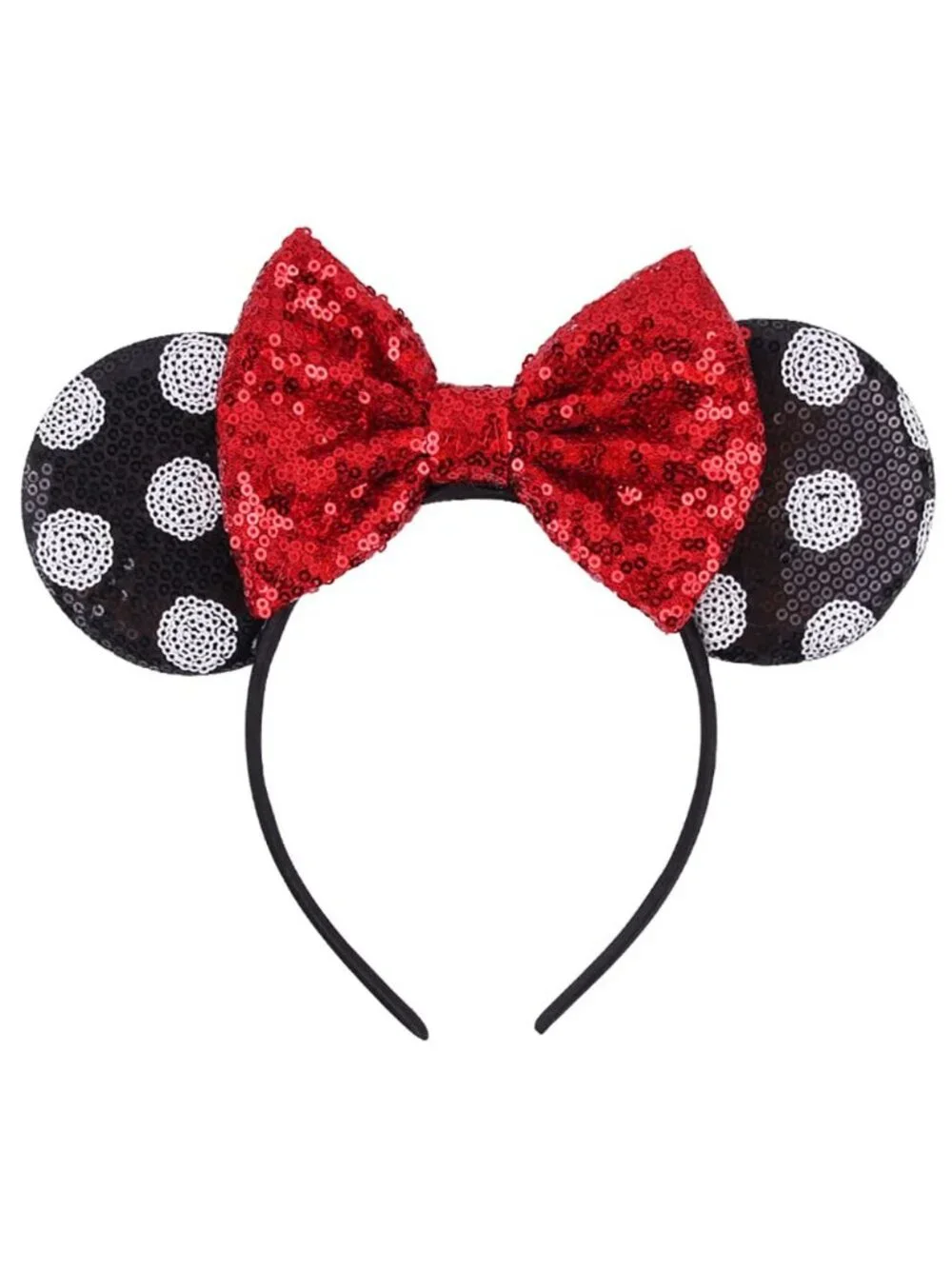 Women White Black Shiny Bow Mickey Mouse Hair Headband For Cosplay